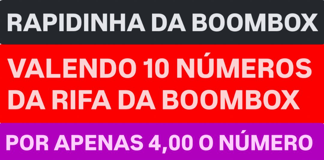 Rapidinha valendo 10 números da rifa da jbl 2/18/08/25