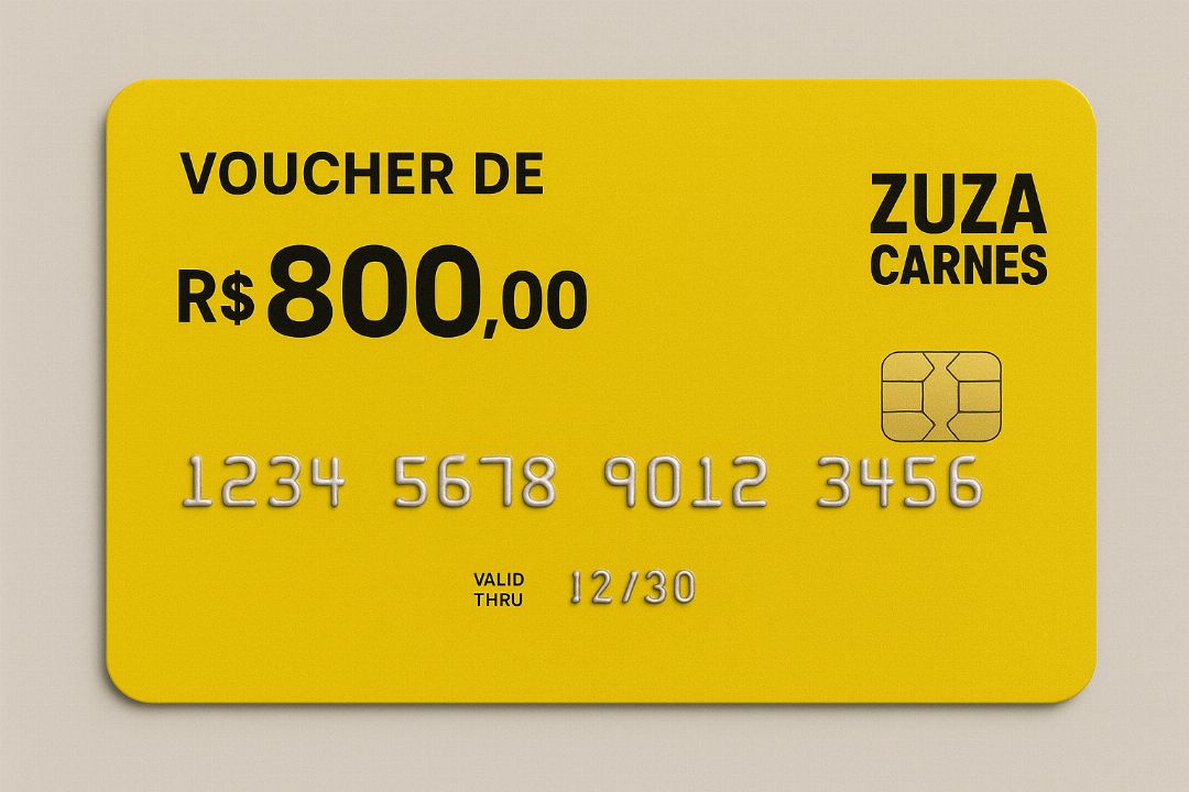 Voucher de 800,00 em compras na zuza carnes